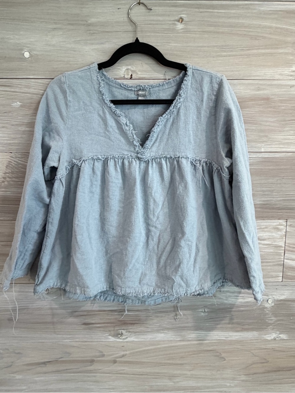 aerie Light Gray Frayed V-Neck Tunic
